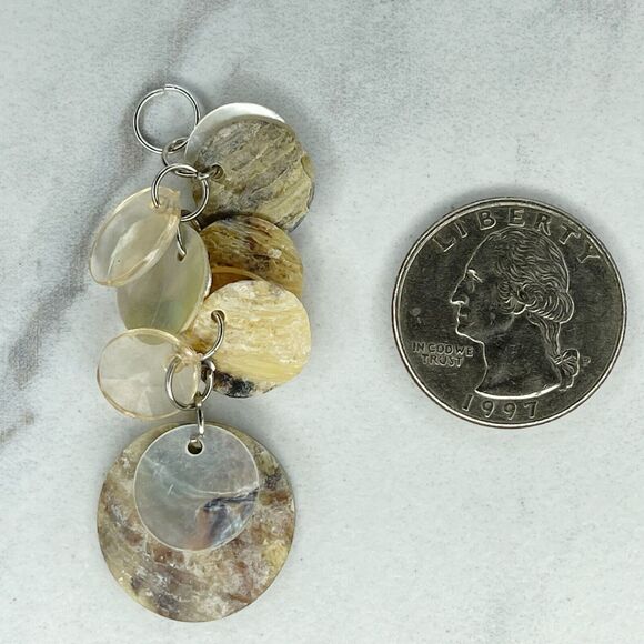 Silver Tone Shell Cluster Dangle Upcycled Pendant - Picture 1 of 5